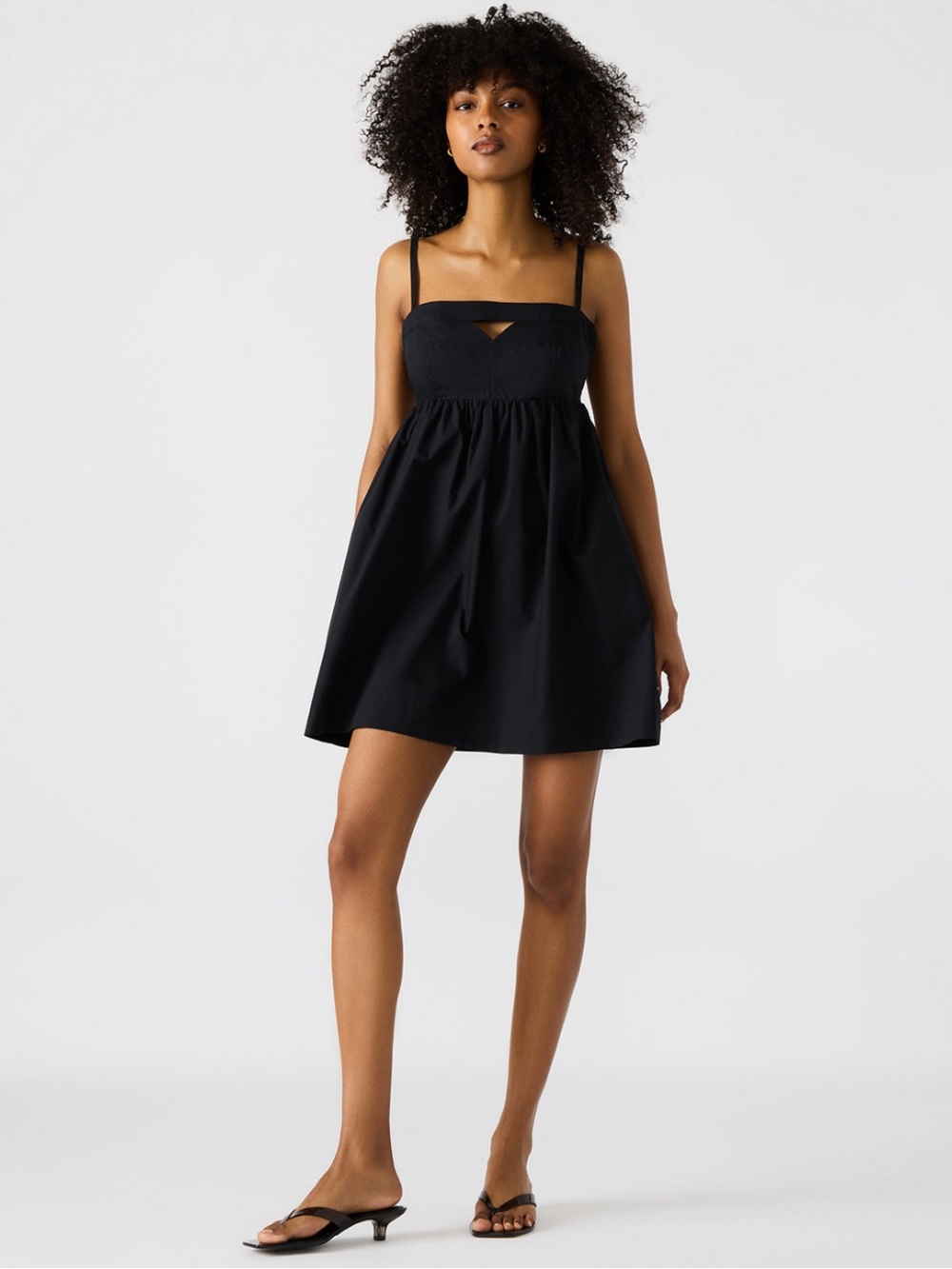 Steve Madden Black Smocked Mini Dress Minimalist Preppy Coastal Chic Classic